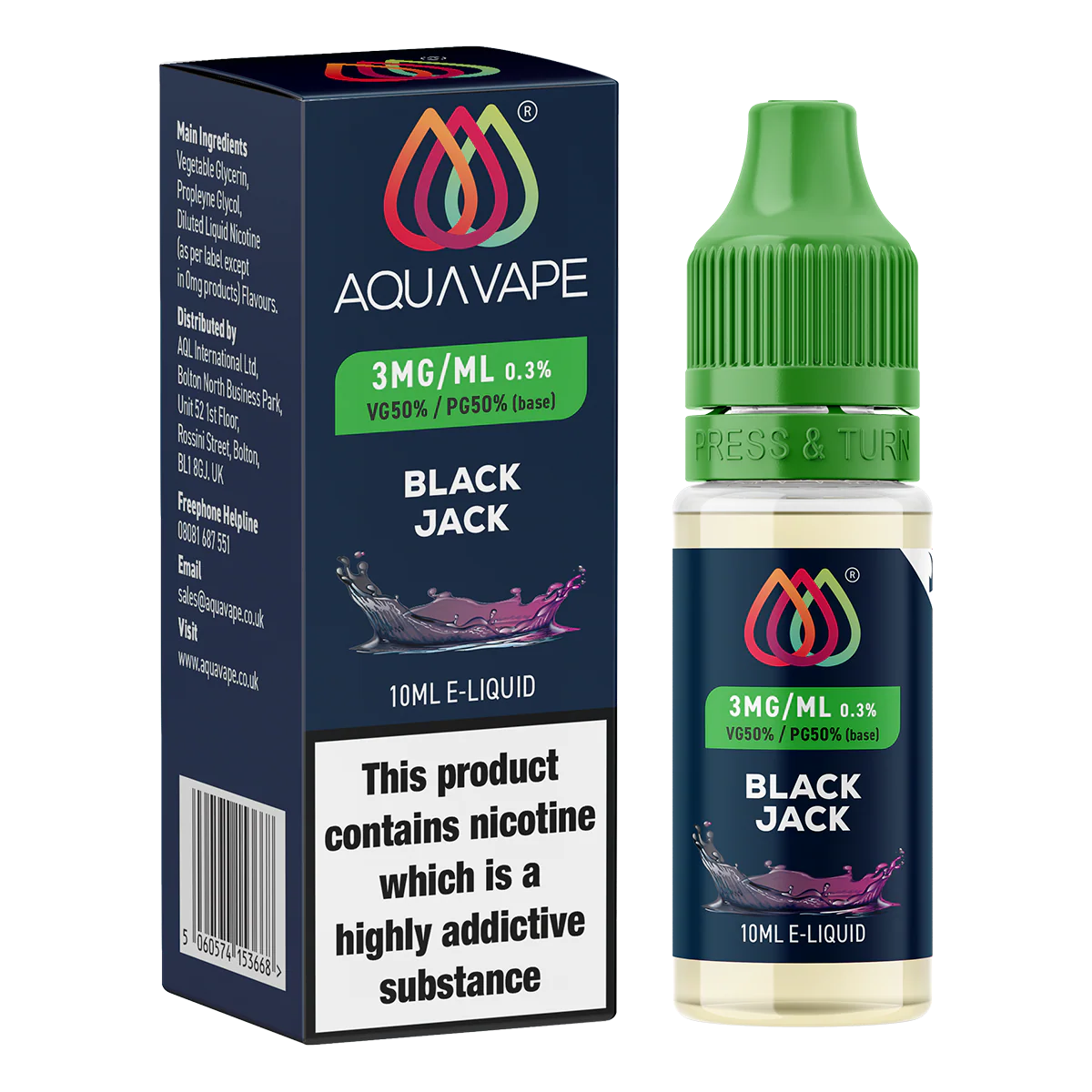 Black Jack E-Liquid by Aquavape - 10ml - Image 3
