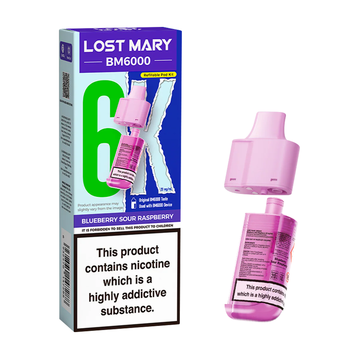 Blueberry Sour Raspberry Lost Mary BM6000 Refill Pack
