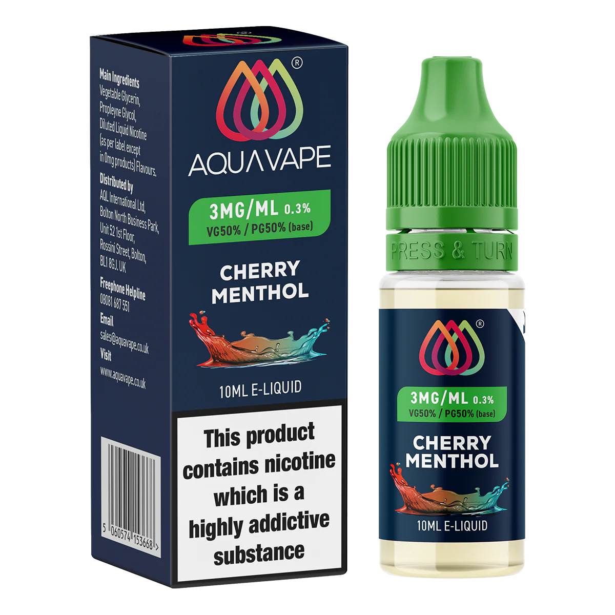 Cherry Menthol E-Liquid by Aquavape - 10ml - Image 3