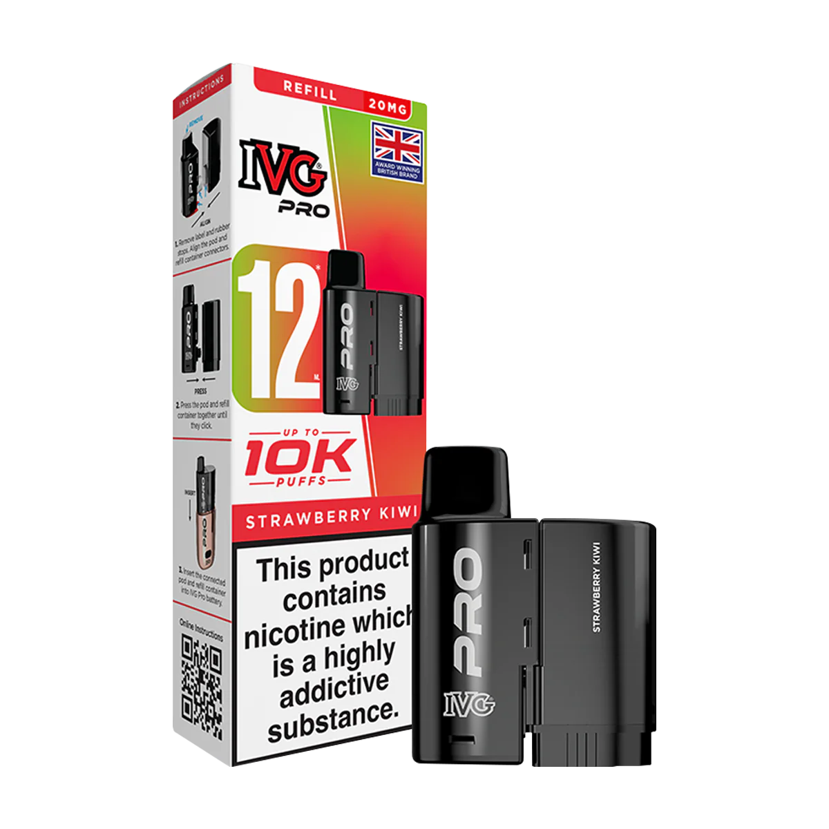Strawberry Kiwi IVG Pro 12 Refill Pack