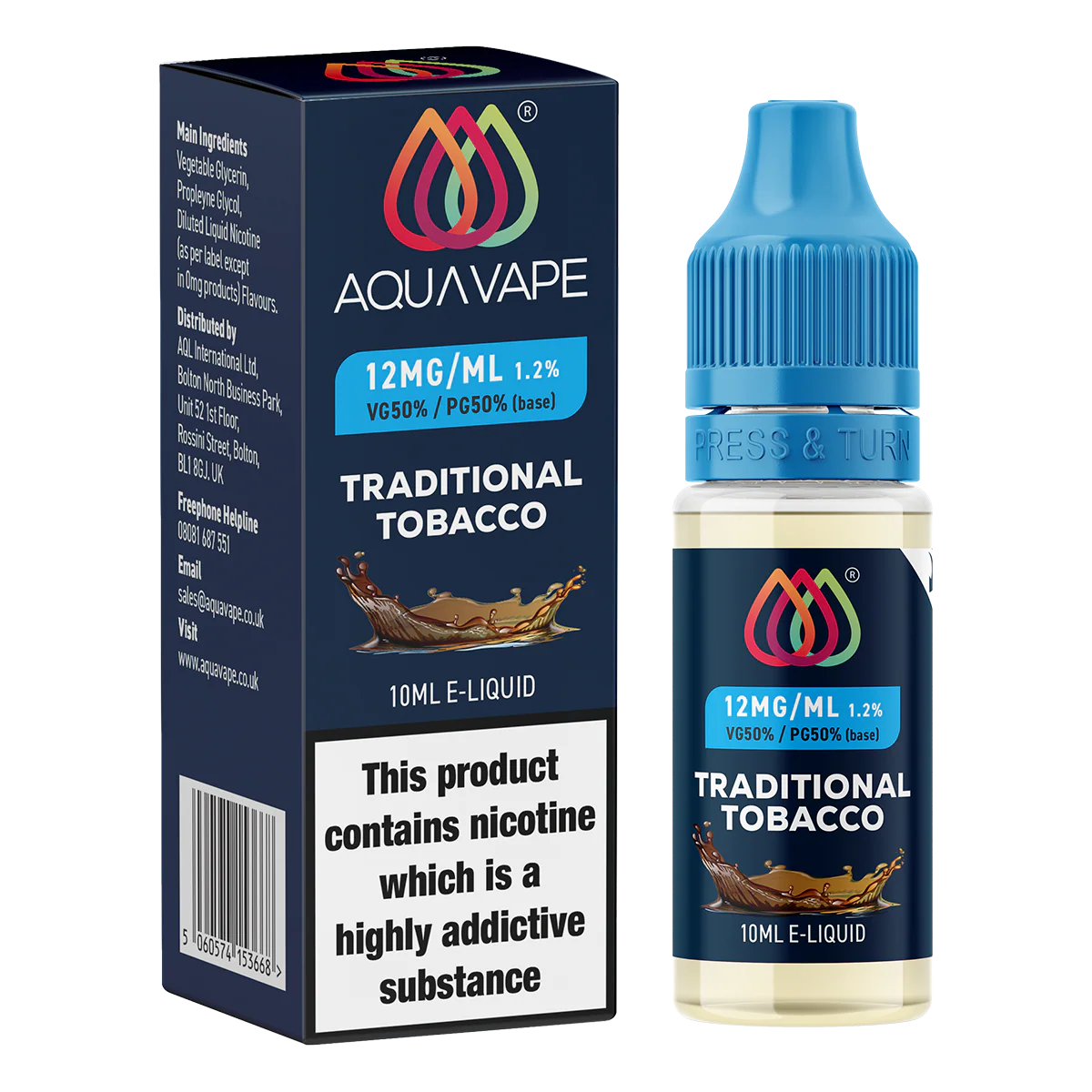 Traditional Tobacco E-Liquid by Aquavape - 10ml